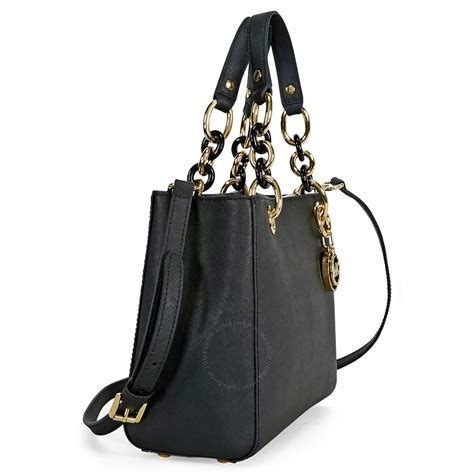 michael kors cynthia black leather shoulder bag|Michael Kors cynthia satchel.